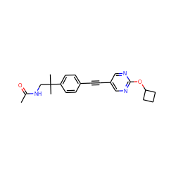 CC(=O)NCC(C)(C)c1ccc(C#Cc2cnc(OC3CCC3)nc2)cc1 ZINC000113412173