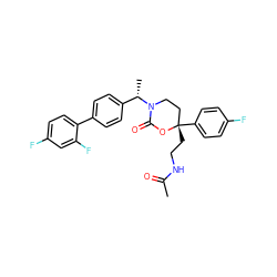 CC(=O)NCC[C@]1(c2ccc(F)cc2)CCN([C@@H](C)c2ccc(-c3ccc(F)cc3F)cc2)C(=O)O1 ZINC000072141420