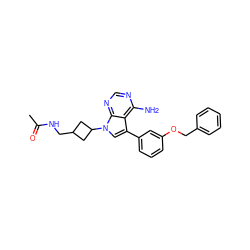 CC(=O)NCC1CC(n2cc(-c3cccc(OCc4ccccc4)c3)c3c(N)ncnc32)C1 ZINC000033998829