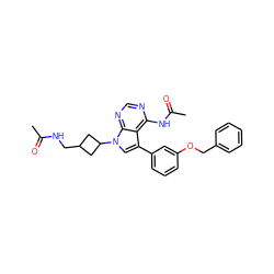 CC(=O)NCC1CC(n2cc(-c3cccc(OCc4ccccc4)c3)c3c(NC(C)=O)ncnc32)C1 ZINC000203003683