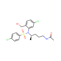 CC(=O)NCCC[C@@H](C)N(c1cc(Cl)ccc1CO)S(=O)(=O)c1ccc(Cl)cc1 ZINC000028977943