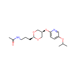 CC(=O)NCCC[C@H]1OC[C@@H](Oc2ccc(OC(C)C)cn2)CO1 ZINC000116485150