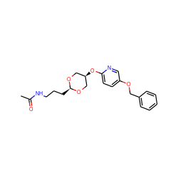 CC(=O)NCCC[C@H]1OC[C@@H](Oc2ccc(OCc3ccccc3)cn2)CO1 ZINC000116486542