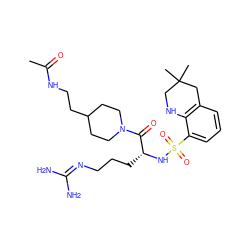 CC(=O)NCCC1CCN(C(=O)[C@@H](CCCN=C(N)N)NS(=O)(=O)c2cccc3c2NCC(C)(C)C3)CC1 ZINC000027524198