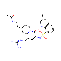 CC(=O)NCCC1CCN(C(=O)[C@H](CCCN=C(N)N)NS(=O)(=O)c2cccc3c2NC[C@@H](C)C3)CC1 ZINC000013801894