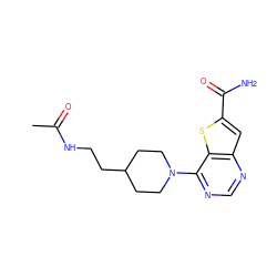 CC(=O)NCCC1CCN(c2ncnc3cc(C(N)=O)sc23)CC1 ZINC000095588464