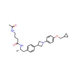 CC(=O)NCCCC(=O)N[C@@H](C)Cc1ccc(C2CN(c3ccc(OCC4CC4)cc3)C2)cc1 ZINC000149644290