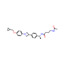 CC(=O)NCCCC(=O)N[C@@H](C)c1ccc(C2CN(c3ccc(OCC4CC4)cc3)C2)cc1 ZINC000149934983