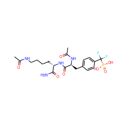 CC(=O)NCCCC[C@H](NC(=O)[C@H](Cc1ccc(C(F)(F)P(=O)(O)O)cc1)NC(C)=O)C(N)=O ZINC000138954332