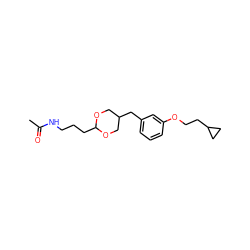 CC(=O)NCCCC1OCC(Cc2cccc(OCCC3CC3)c2)CO1 ZINC000066251968