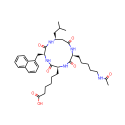 CC(=O)NCCCCC[C@@H]1NC(=O)C[C@H](CC(C)C)NC(=O)[C@H](Cc2cccc3ccccc23)NC(=O)[C@H](CCCCCC(=O)O)NC1=O ZINC000049679092