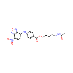 CC(=O)NCCCCCOC(=O)c1ccc(Nc2ccc([N+](=O)[O-])c3nonc23)cc1 ZINC001772623911