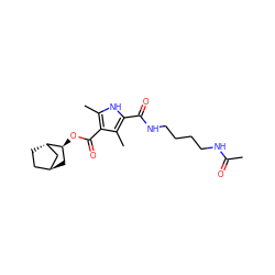 CC(=O)NCCCCNC(=O)c1[nH]c(C)c(C(=O)O[C@H]2C[C@H]3CC[C@H]2C3)c1C ZINC000253656808