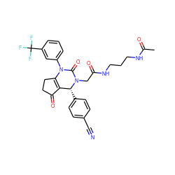 CC(=O)NCCCNC(=O)CN1C(=O)N(c2cccc(C(F)(F)F)c2)C2=C(C(=O)CC2)[C@H]1c1ccc(C#N)cc1 ZINC001772608234