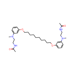 CC(=O)NCCN(C)c1cccc(OCCCCCCCCCCOc2cccc(N(C)CCNC(C)=O)c2)c1 ZINC000072112085