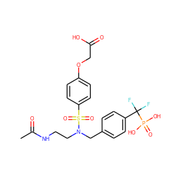 CC(=O)NCCN(Cc1ccc(C(F)(F)P(=O)(O)O)cc1)S(=O)(=O)c1ccc(OCC(=O)O)cc1 ZINC000028528434