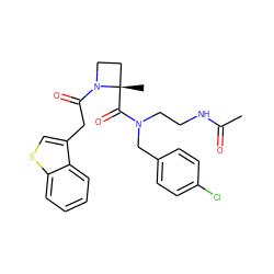 CC(=O)NCCN(Cc1ccc(Cl)cc1)C(=O)[C@@]1(C)CCN1C(=O)Cc1csc2ccccc12 ZINC000299834362