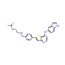 CC(=O)NCCNCc1ccc(-c2cc3nccc(Nc4ccc5[nH]ccc5c4)c3s2)cc1 ZINC000013588183