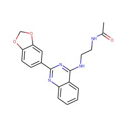 CC(=O)NCCNc1nc(-c2ccc3c(c2)OCO3)nc2ccccc12 ZINC000004266665