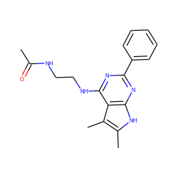 CC(=O)NCCNc1nc(-c2ccccc2)nc2[nH]c(C)c(C)c12 ZINC000026491448