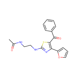 CC(=O)NCCNc1nc(-c2ccco2)c(C(=O)c2ccccc2)s1 ZINC000040864392