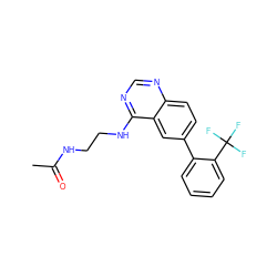 CC(=O)NCCNc1ncnc2ccc(-c3ccccc3C(F)(F)F)cc12 ZINC000004265070