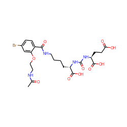 CC(=O)NCCOc1cc(Br)ccc1C(=O)NCCCC[C@H](NC(=O)N[C@@H](CCC(=O)O)C(=O)O)C(=O)O ZINC000098209034