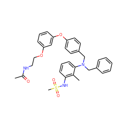 CC(=O)NCCOc1cccc(Oc2ccc(CN(Cc3ccccc3)c3cccc(NS(C)(=O)=O)c3C)cc2)c1 ZINC000028372945