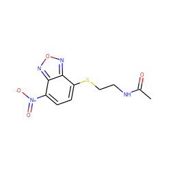 CC(=O)NCCSc1ccc([N+](=O)[O-])c2nonc12 ZINC000299820975