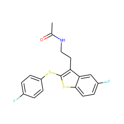 CC(=O)NCCc1c(Sc2ccc(F)cc2)sc2ccc(F)cc12 ZINC000013979252