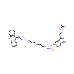 CC(=O)NCCc1c[nH]c2ccc(OC(=O)NCCCCCCCCCCNc3c4c(nc5ccccc35)CCCC4)cc12 ZINC000205592247