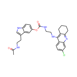 CC(=O)NCCc1c[nH]c2ccc(OC(=O)NCCNc3c4c(nc5cc(Cl)ccc35)CCCC4)cc12 ZINC000205597057