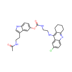 CC(=O)NCCc1c[nH]c2ccc(OC(=O)NCCNc3c4c(nc5ccc(Cl)cc35)CCCC4)cc12 ZINC000207725823