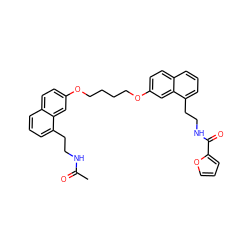 CC(=O)NCCc1cccc2ccc(OCCCCOc3ccc4cccc(CCNC(=O)c5ccco5)c4c3)cc12 ZINC000049784618