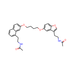 CC(=O)NCCc1cccc2ccc(OCCCCOc3ccc4occ(CCNC(C)=O)c4c3)cc12 ZINC000003994340