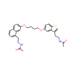 CC(=O)NCCc1cccc2ccc(OCCCCOc3ccc4scc(CCNC(C)=O)c4c3)cc12 ZINC000049784157