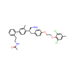 CC(=O)NCCc1ccccc1-c1ccc([C@@H](CN)Cc2ccc(OCCOc3c(Cl)cc(C)cc3Cl)cc2)c(C)c1 ZINC000043203312