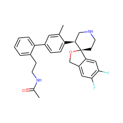 CC(=O)NCCc1ccccc1-c1ccc([C@H]2CNCC[C@@]23OCc2cc(F)c(F)cc23)c(C)c1 ZINC000068267236