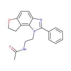 CC(=O)NCCn1c(-c2ccccc2)nc2ccc3c(c21)CCO3 ZINC000072107576