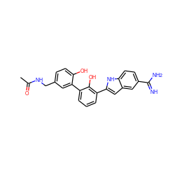 CC(=O)NCc1ccc(O)c(-c2cccc(-c3cc4cc(C(=N)N)ccc4[nH]3)c2O)c1 ZINC000034804682