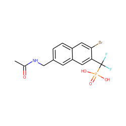 CC(=O)NCc1ccc2cc(Br)c(C(F)(F)P(=O)(O)O)cc2c1 ZINC000029047633