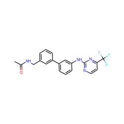 CC(=O)NCc1cccc(-c2cccc(Nc3nccc(C(F)(F)F)n3)c2)c1 ZINC001772573336