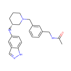 CC(=O)NCc1cccc(CN2CCC[C@@H](Nc3ccc4[nH]ncc4c3)C2)c1 ZINC000114035980