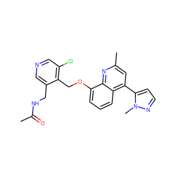 CC(=O)NCc1cncc(Cl)c1COc1cccc2c(-c3ccnn3C)cc(C)nc12 ZINC000043059384