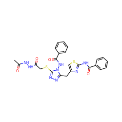 CC(=O)NNC(=O)CSc1nnc(Cc2csc(NC(=O)c3ccccc3)n2)n1NC(=O)c1ccccc1 ZINC000028712152