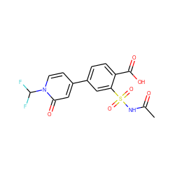 CC(=O)NS(=O)(=O)c1cc(-c2ccn(C(F)F)c(=O)c2)ccc1C(=O)O ZINC000045302124