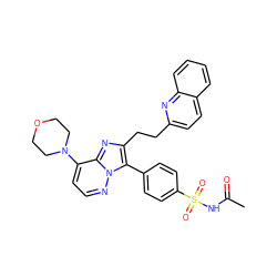 CC(=O)NS(=O)(=O)c1ccc(-c2c(CCc3ccc4ccccc4n3)nc3c(N4CCOCC4)ccnn23)cc1 ZINC001772590024