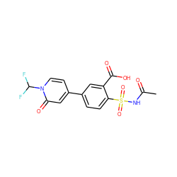 CC(=O)NS(=O)(=O)c1ccc(-c2ccn(C(F)F)c(=O)c2)cc1C(=O)O ZINC000045286582