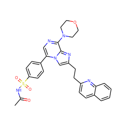 CC(=O)NS(=O)(=O)c1ccc(-c2cnc(N3CCOCC3)c3nc(CCc4ccc5ccccc5n4)cn23)cc1 ZINC001772581827