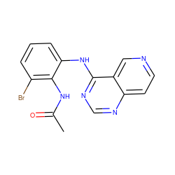 CC(=O)Nc1c(Br)cccc1Nc1ncnc2ccncc12 ZINC000029133512